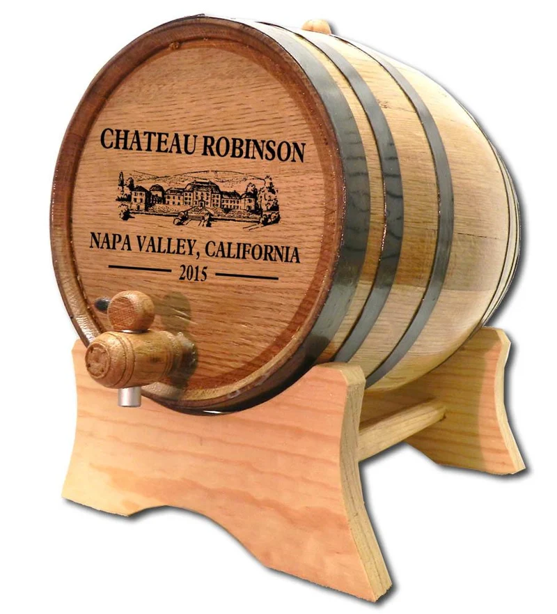 'Chateau Robinson' Oak Barrel With Stand- Personalized