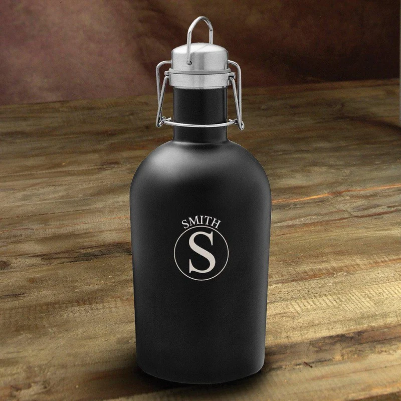 Circle Monogram Stainless Black Matte Growler