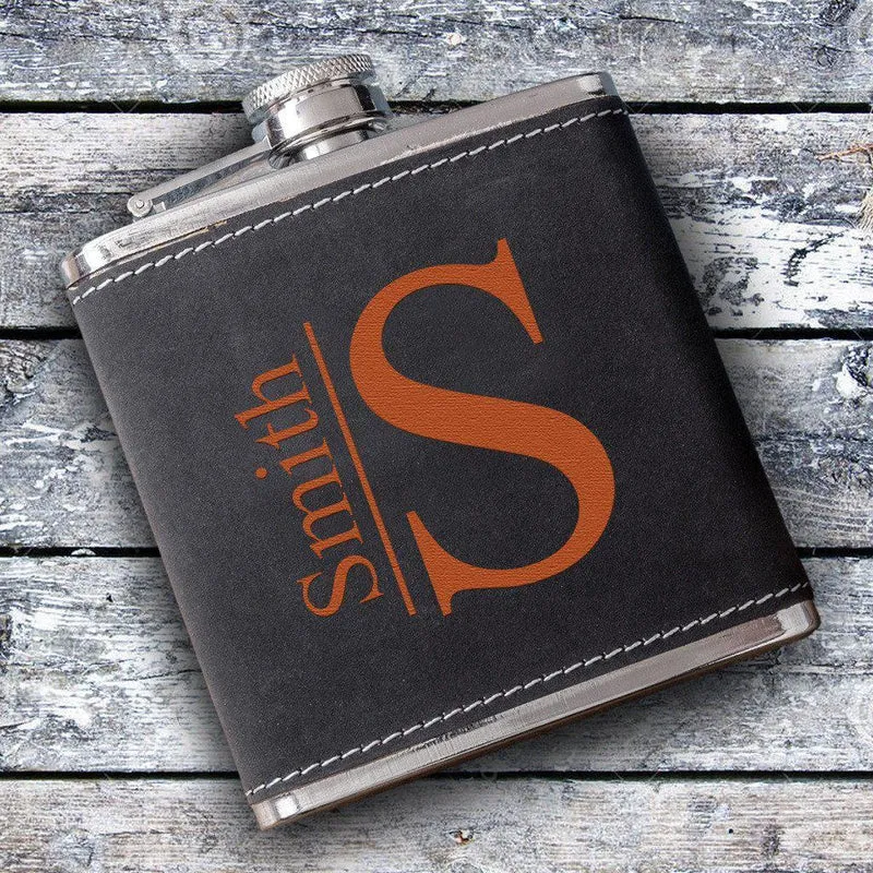 Modern Monogrammed Suede Flask