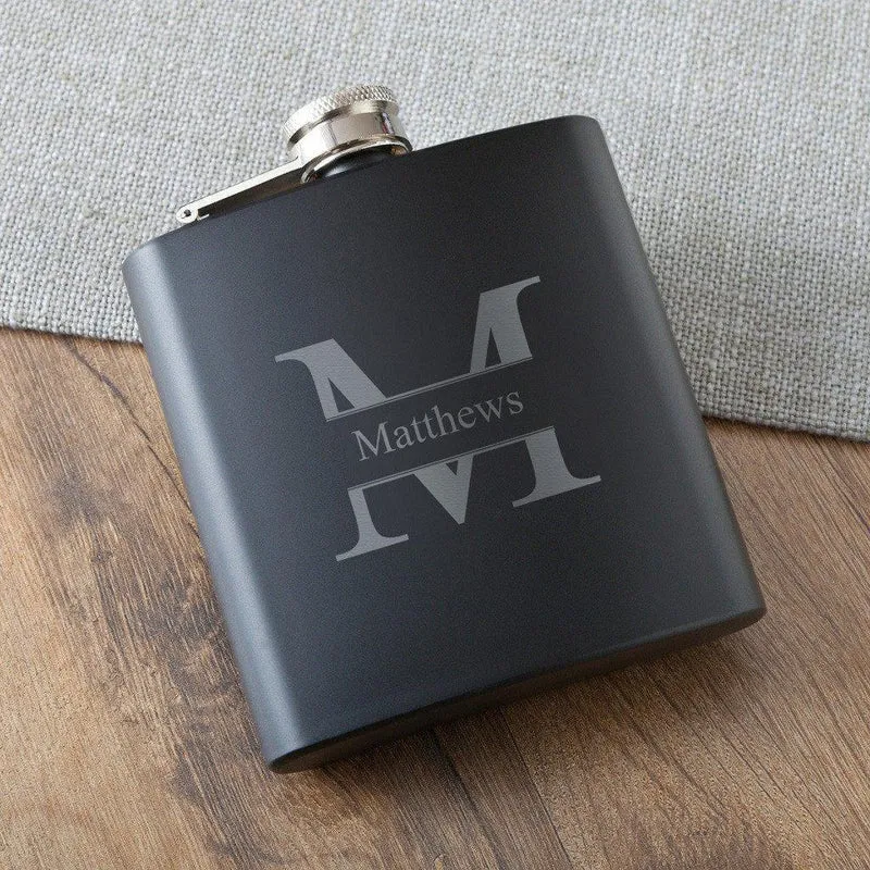 Stamped Monogram Black Matte Flask