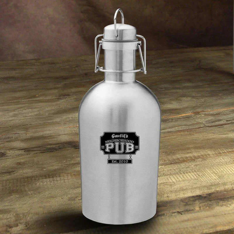 Neighborhood Pub Personalized Stainless Steel Growler