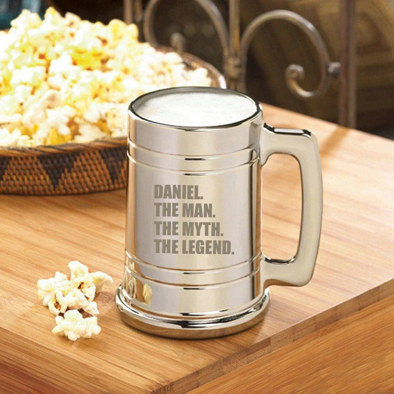 The Man. The Myth. The Legend. Personalized Gunmetal Beer Mug