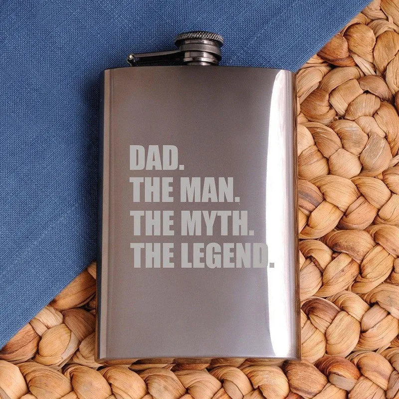 The Man. The Myth. The Legend. Gunmetal Personalized Flask