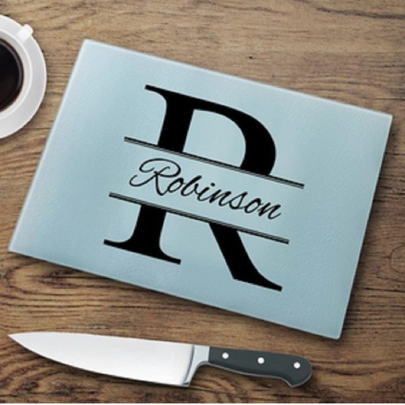 Stamped Design Personalized Glass Cutting Board