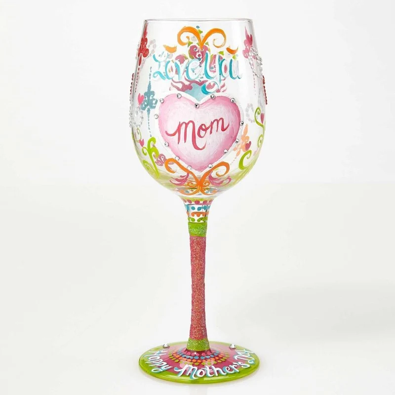 I Love You Mom Wine Glass by Lolita®