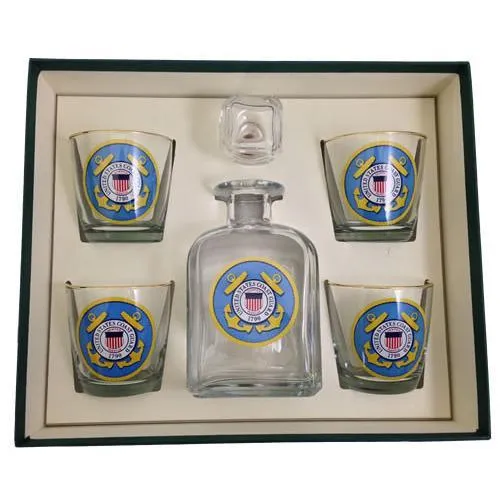 Coast Guard Logo 5 Piece Decanter Set