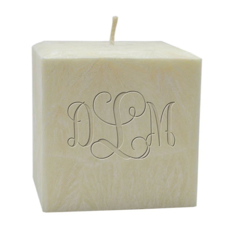 4" Hand Poured Monogrammed Palm Wax Candle - Unscented