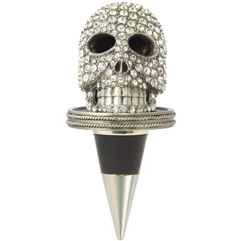 Crystal Encrusted Skull Bottle Stopper