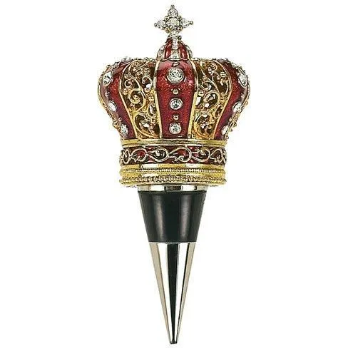 Enameled King's Crown Wine Bottle Stopper with Crystals