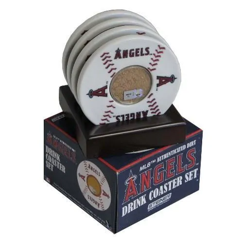 Los Angeles Angels Coasters with Game Used Dirt - Set of 4