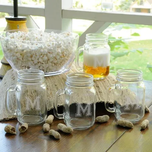 Collegiate Jar Glass Personalized Set of 4