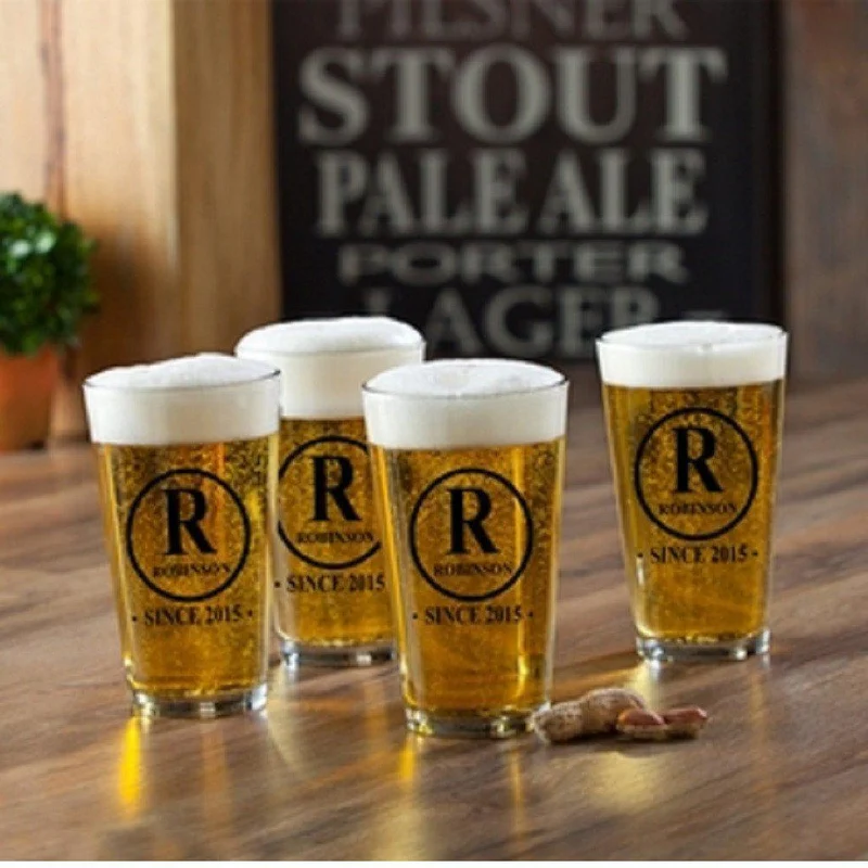 Initial Personalized Pub Glass Set
