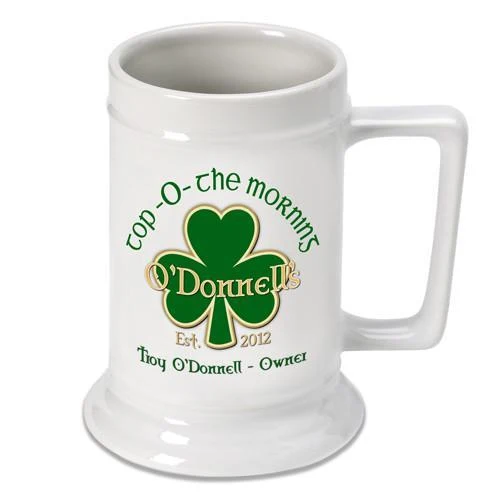 Top O the Morning Personalized Irish Stein
