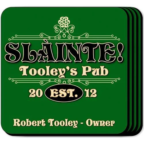 Slainte Classic Personalized Irish Coasters