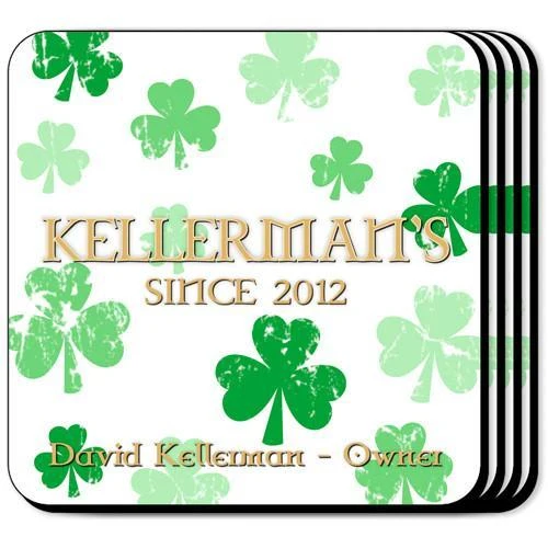 Raining Clovers Personalized Irish Coasters