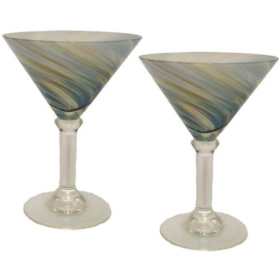 Green Swirl Martini Glasses - Set of 2