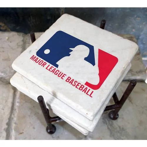 Pittsburgh Pirates Italian Marble Coasters with Wrought Iron Holder (set of 4)