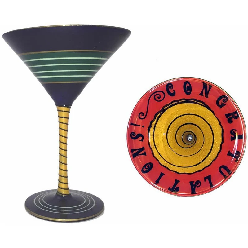 Congratulations Hand Painted Martini Glass