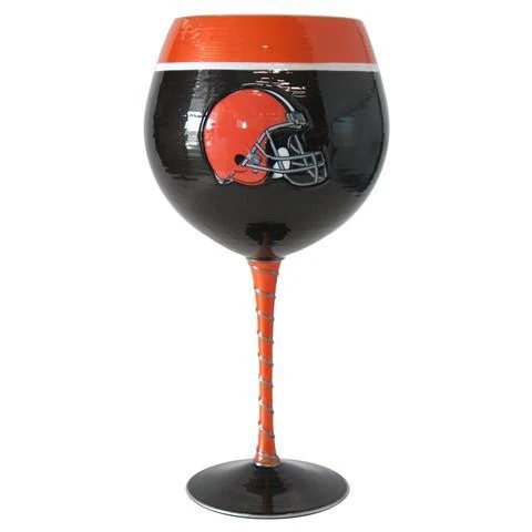 Cleveland Browns Artisan Hand Painted Wine Glass