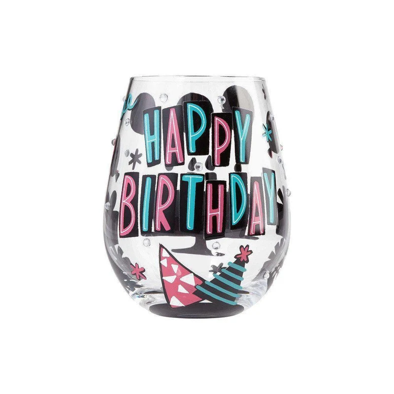 Happy Birthday Stemless Wine Glass by Lolita®