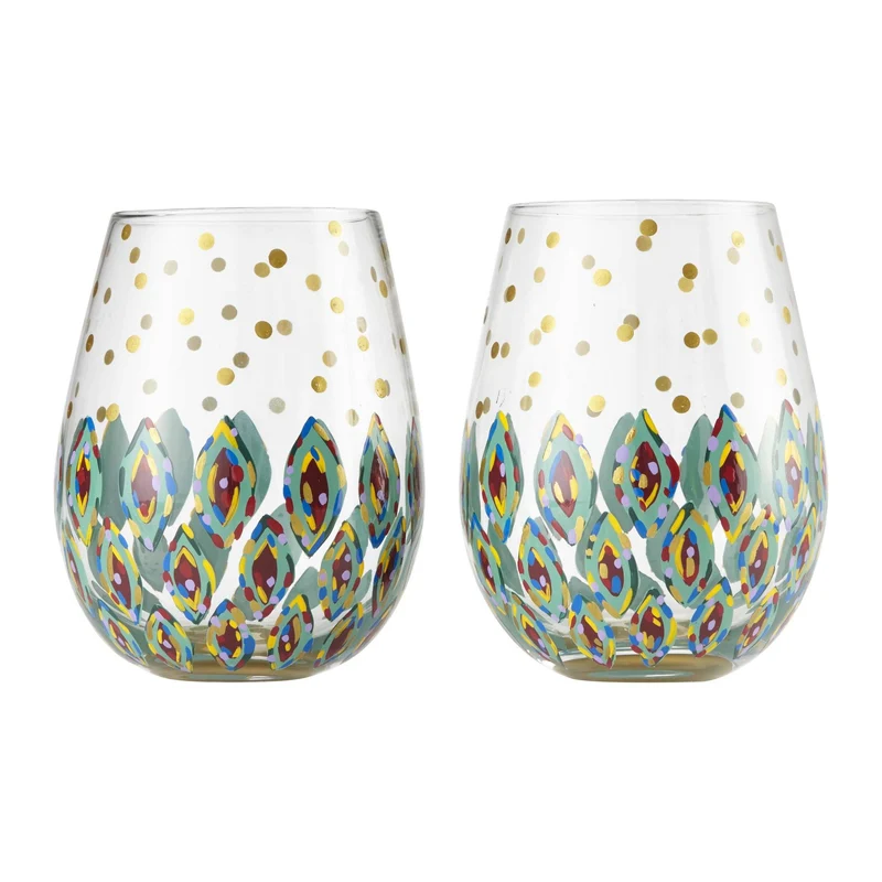Floral Fantasy Stemless Wine Glass by Lolita® - (Set of 2)