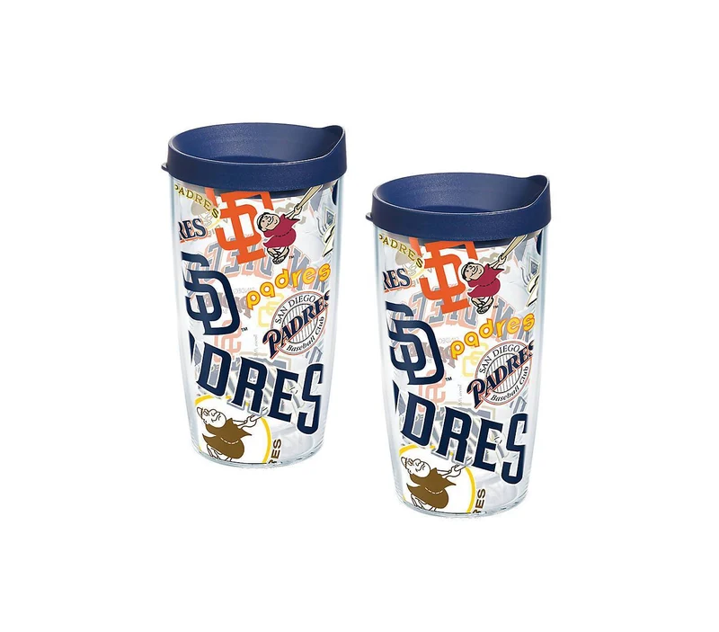 San Diego Padres All Over 16 oz. Tervis Tumbler with Lid - (Set of 2)